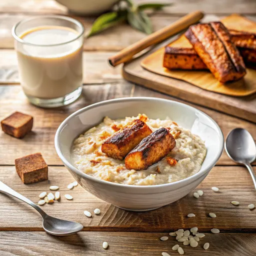 Bubur Oat Krim Santan dan Tempe Panggang